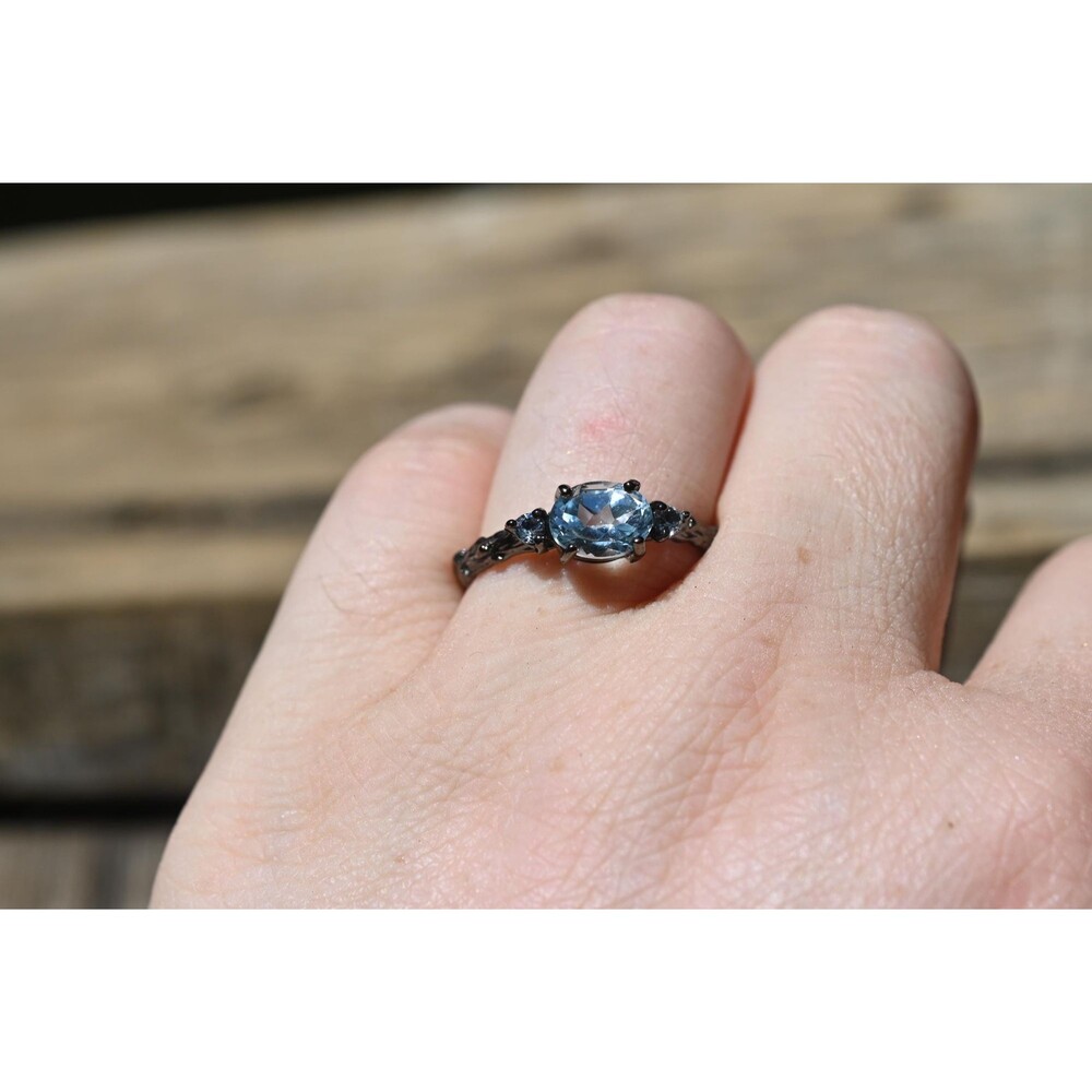 Blue topaz engagement ring size 9.5 925 sterling silver